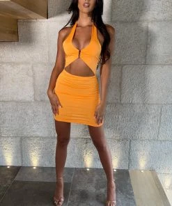 Sorelleuk Evie Cut Out Dress - Orange New Arrivals