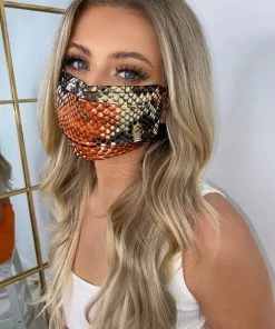 Sorelleuk New Arrivals Reusable Filtered Face Mask - Orange Snake