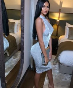 Sorelleuk Arna Metallic Dress- Silver New Arrivals