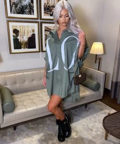 Sorelleuk LOVE Shirt Dress - Khaki New Arrivals