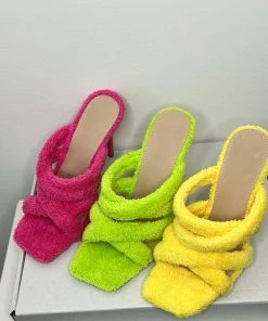 Sorelleuk New Arrivals Towelling Mules - Yellow