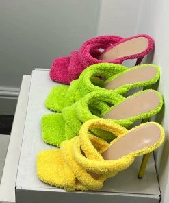 Sorelleuk New Arrivals Towelling Mules - Yellow