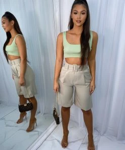 Sorelleuk Elisa Belted Shorts - Nude