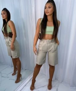 Sorelleuk Elisa Belted Shorts - Nude