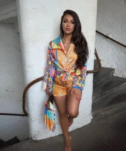 Sorelleuk New Arrivals Clarissa Three Piece Set - Orange 4 Sorelleuk New Arrivals Clarissa Three Piece Set - Orange