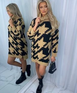 Sorelleuk Alberta Knitted Jumper Dress - Tan (SALE)