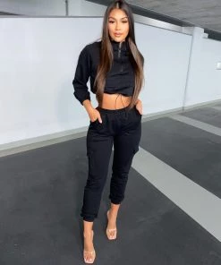 Sorelleuk Myles Cropped Tracksuit Set - Black New Arrivals