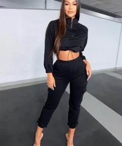 Sorelleuk Myles Cropped Tracksuit Set - Black New Arrivals