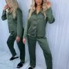 Sorelleuk Flissy Long Silk Pyjamas - Khaki