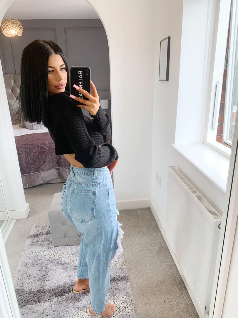 Sorelleuk New Arrivals Poppy Cropped Cardigan - Black (SALE) 2 Sorelleuk New Arrivals Poppy Cropped Cardigan - Black (SALE)