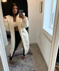 Sorelleuk Clothing Luxury Oversized Hooded Teddy Coat - Cream