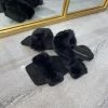 Sorelleuk Issy Fluffy Double Strap Slippers - Black(SALE)