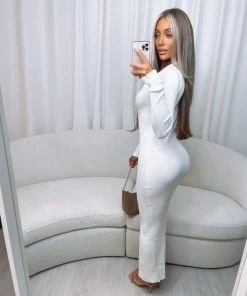 Sorelleuk New Arrivals Tyla Ribbed Dress - Cream