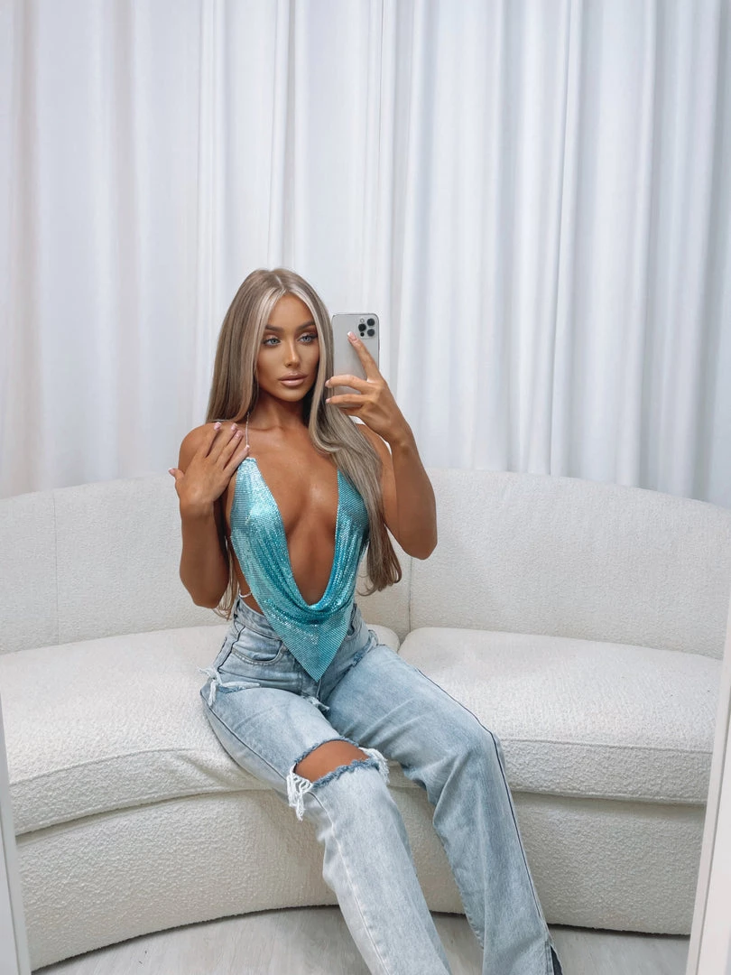 Sorelleuk Sarah Chainmail Top - Turquoise 1 Sorelleuk Sarah Chainmail Top - Turquoise