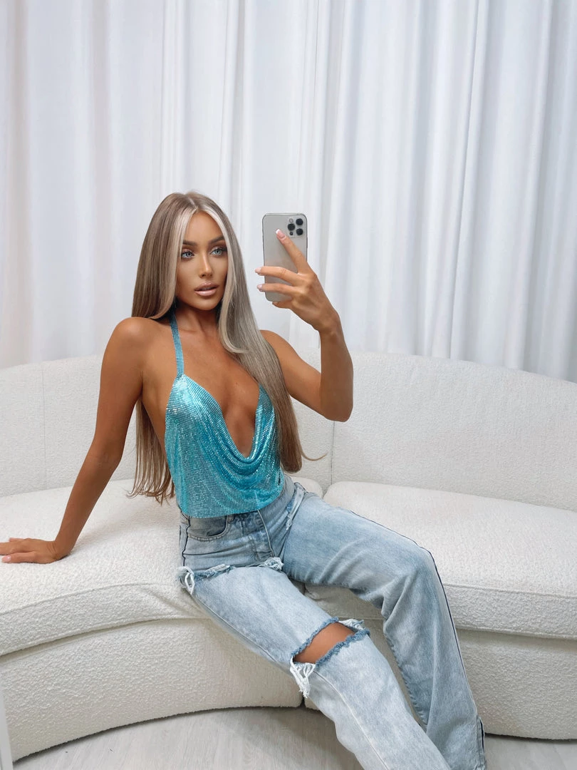 Sorelleuk Perri Chainmail Top - Turquoise New Arrivals 1 Sorelleuk Perri Chainmail Top - Turquoise New Arrivals