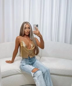 Sorelleuk Cindie Chainmail Top - Gold New Arrivals