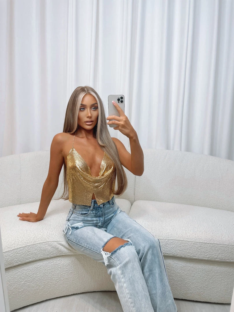 Sorelleuk Cindie Chainmail Top - Gold New Arrivals 1 Sorelleuk Cindie Chainmail Top - Gold New Arrivals