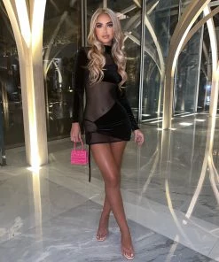 Sorelleuk New Arrivals Elena Mesh Dress - Black