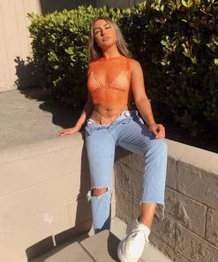 Sorelleuk New Arrivals Lila Diamantè Top - Orange