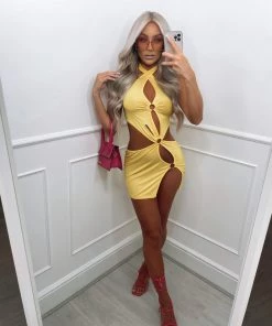 Sorelleuk Wren Cut Out Dress - Yellow