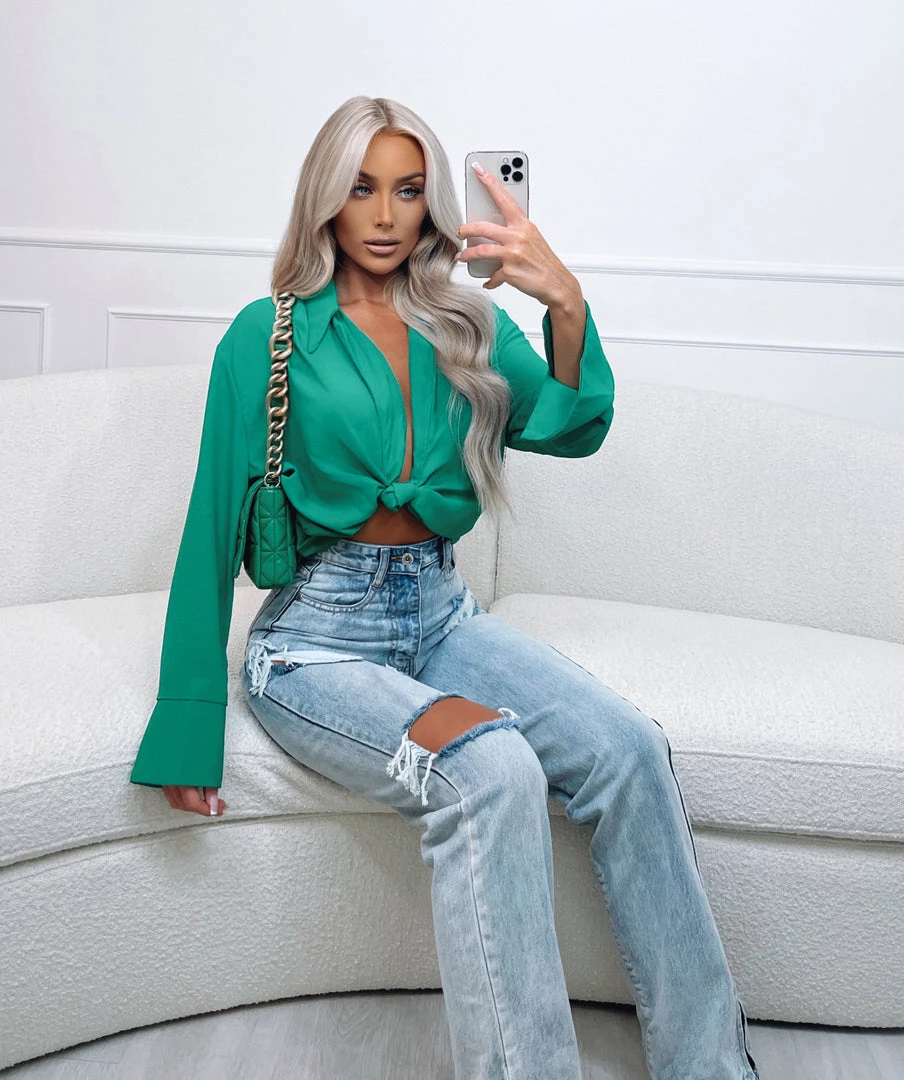 Sorelleuk Lainey Tie Shirt - Emerald 2 Sorelleuk Lainey Tie Shirt - Emerald