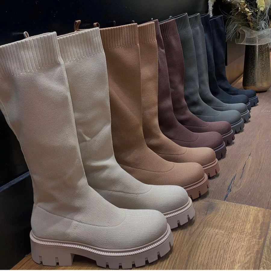 Sorelleuk Knitted Chelsea Boots - Cream 2 Sorelleuk Knitted Chelsea Boots - Cream