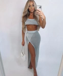 Sorelleuk Lizzie Metallic Two Piece - Silver New Arrivals
