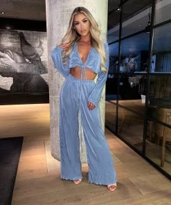 Sorelleuk Krissy Pleated Trousers - Blue New Arrivals