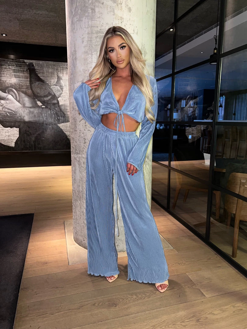 Sorelleuk Clothing Mariella Pleated Top - Blue 1 Sorelleuk Clothing Mariella Pleated Top - Blue