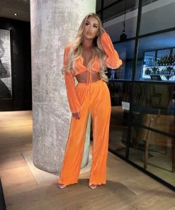 Sorelleuk New Arrivals Krissy Pleated Trousers - Orange