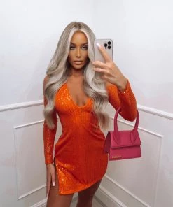 Sorelleuk Carli Sequin Dress - Orange
