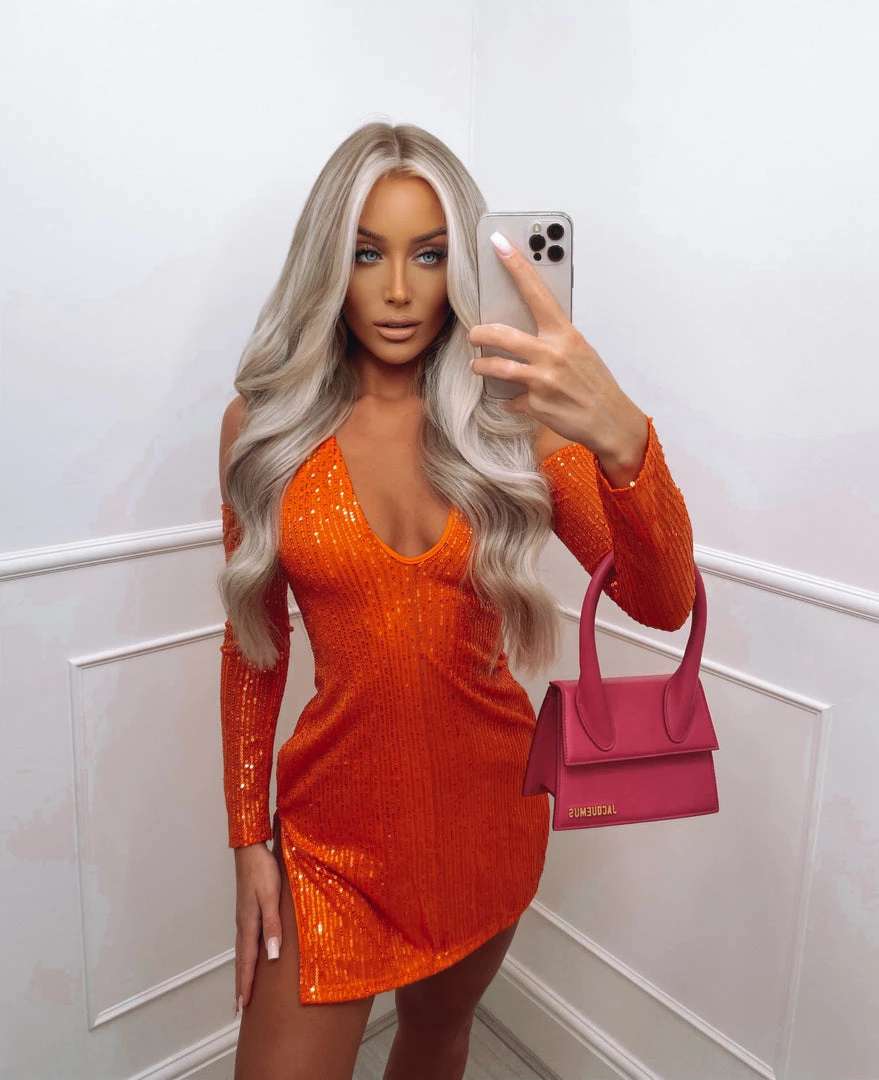 Sorelleuk Carli Sequin Dress - Orange 1 Sorelleuk Carli Sequin Dress - Orange