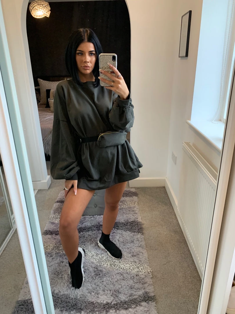 Sorelleuk Clothing Bobbi BumBag Jumper - Khaki (SALE) 1 Sorelleuk Clothing Bobbi BumBag Jumper - Khaki (SALE)