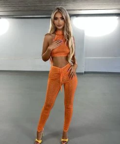 Sorelleuk New Arrivals Caisa Mesh Two Piece - Orange