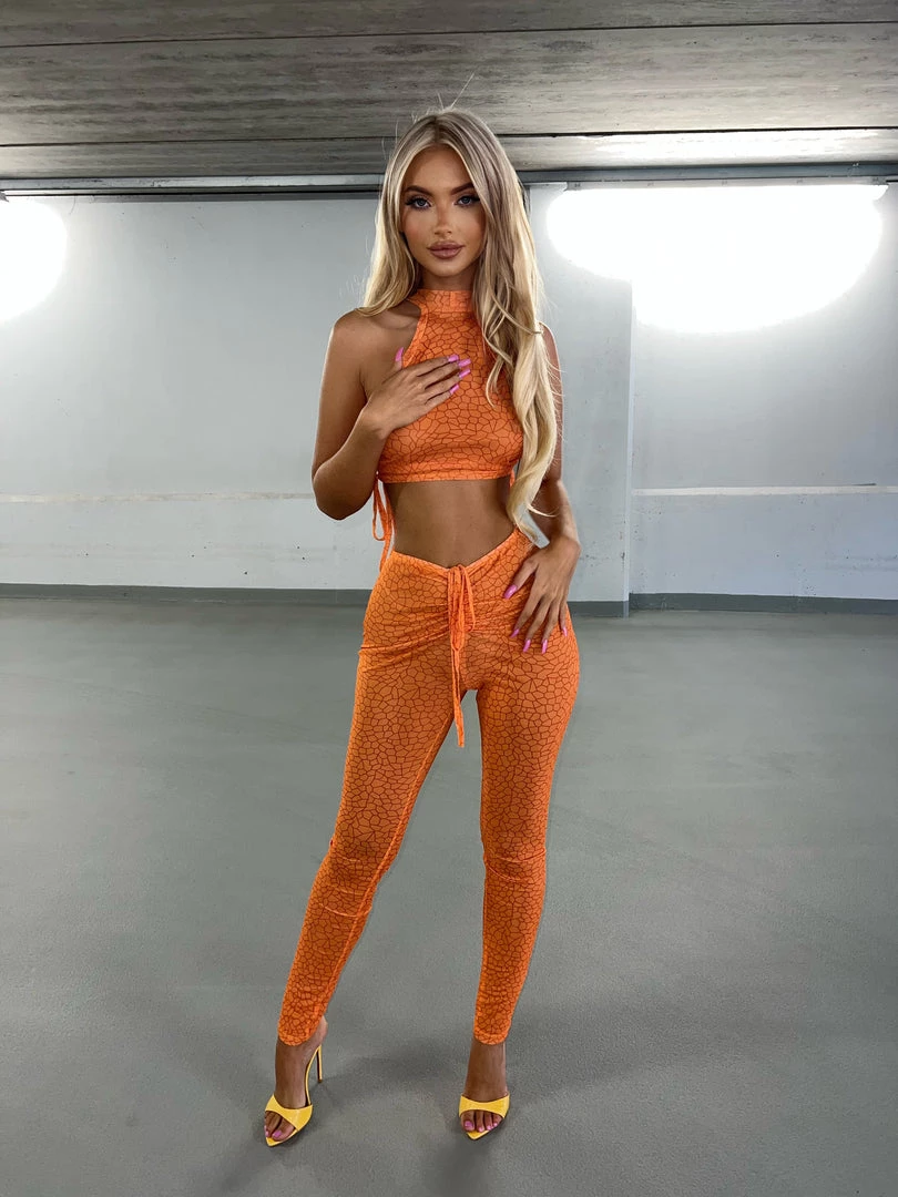 Sorelleuk New Arrivals Caisa Mesh Two Piece - Orange 1 Sorelleuk New Arrivals Caisa Mesh Two Piece - Orange