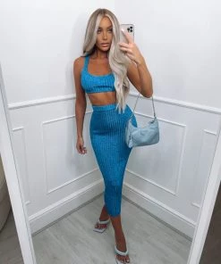 Sorelleuk Tiffy Metallic Two Piece - Blue