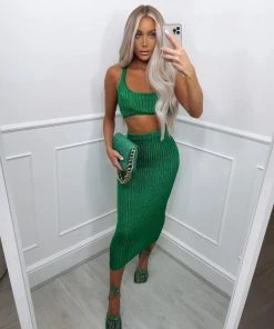 Sorelleuk New Arrivals Tiffy Metallic Two Piece - Green