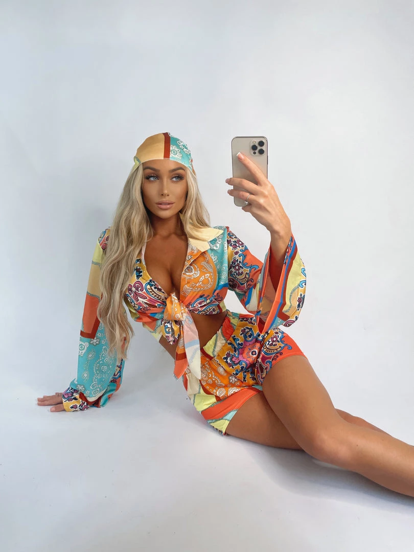 Sorelleuk New Arrivals Clarissa Three Piece Set - Orange 1 Sorelleuk New Arrivals Clarissa Three Piece Set - Orange