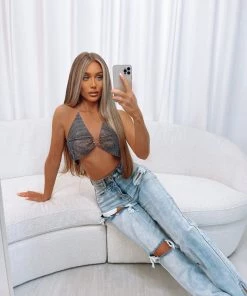 Sorelleuk Penelope Diamante Top - Black