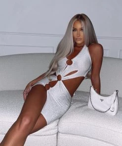 Sorelleuk New Arrivals Emma Glitter Dress - Silver