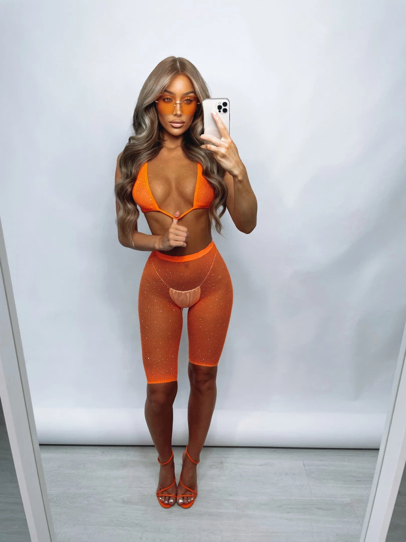 Sorelleuk Sierra Diamanté Two Piece - Orange 1 Sorelleuk Sierra Diamanté Two Piece - Orange