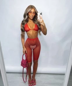 Sorelleuk Sierra Diamanté Two Piece - Red