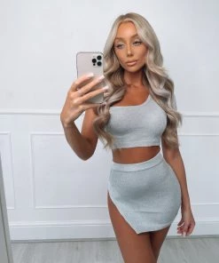 Sorelleuk New Arrivals Celine Petite Metallic Two Piece - Silver