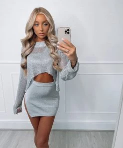 Sorelleuk Chloe Petite Metallic Two Piece - Silver