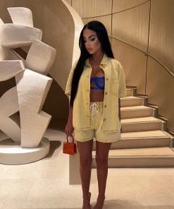 Sorelleuk Maddox Denim Two Piece - Yellow New Arrivals