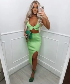 Sorelleuk New Arrivals Annie Ribbed Two Piece - Green (PRE ORDER)