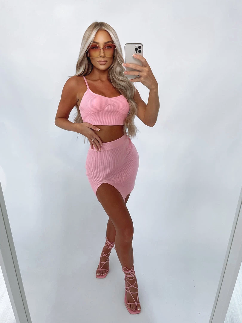 Sorelleuk New Arrivals Esme Ribbed Two Piece - Rose 2 Sorelleuk New Arrivals Esme Ribbed Two Piece - Rose