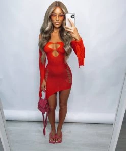 Sorelleuk Mya Mesh Dress - Red