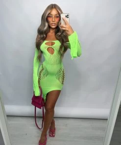 Sorelleuk Mya Mesh Dress - Lime Clothing