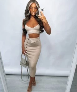 Sorelleuk New Arrivals Tayah Button Two Piece - Nude